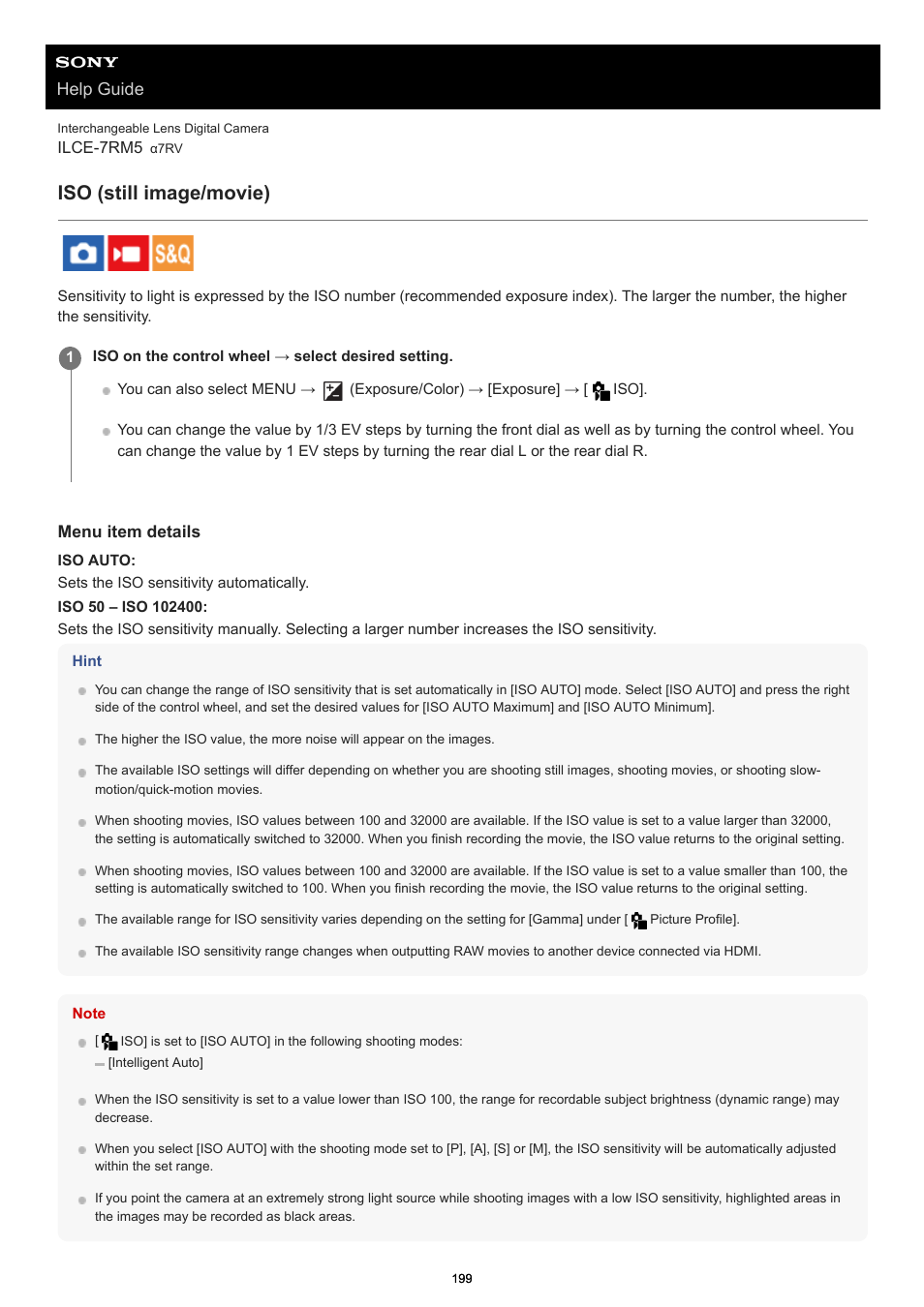 Iso (still image/movie), Help guide | Sony PCM-A10 High-Resolution Audio Recorder User Manual | Page 199 / 535