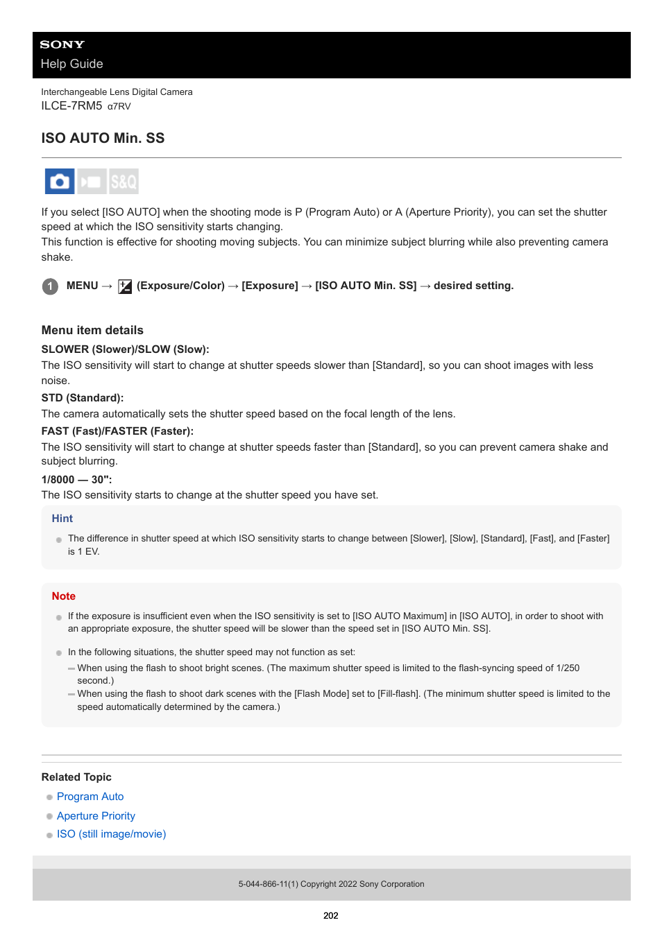 Iso auto min. ss | Sony PCM-A10 High-Resolution Audio Recorder User Manual | Page 202 / 535