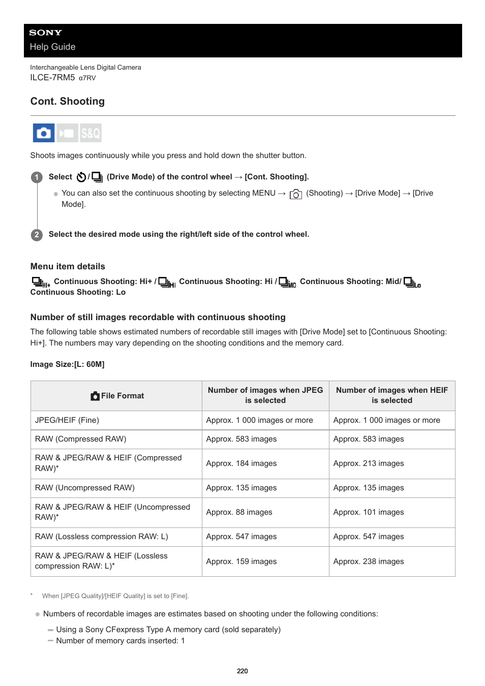 Cont. shooting | Sony PCM-A10 High-Resolution Audio Recorder User Manual | Page 220 / 535