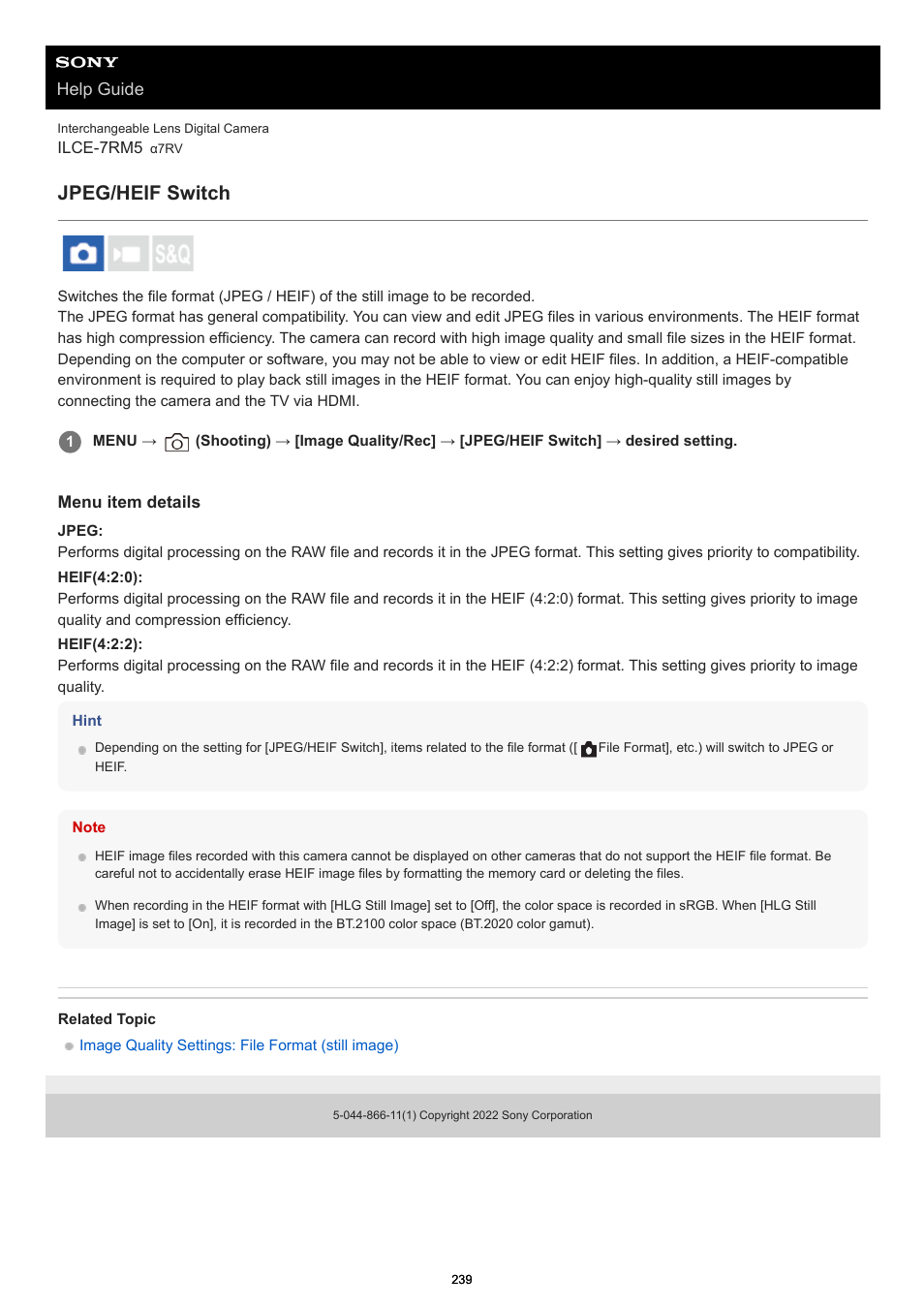 Jpeg/heif switch | Sony PCM-A10 High-Resolution Audio Recorder User Manual | Page 239 / 535