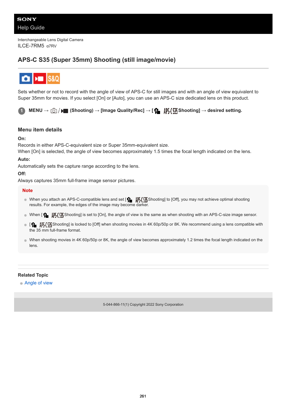 Shooting, Help guide | Sony PCM-A10 High-Resolution Audio Recorder User Manual | Page 261 / 535