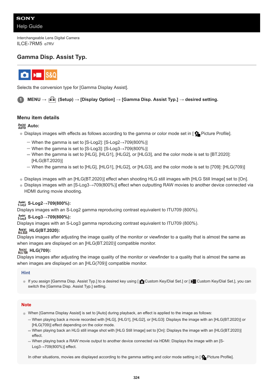 Gamma disp. assist typ | Sony PCM-A10 High-Resolution Audio Recorder User Manual | Page 324 / 535