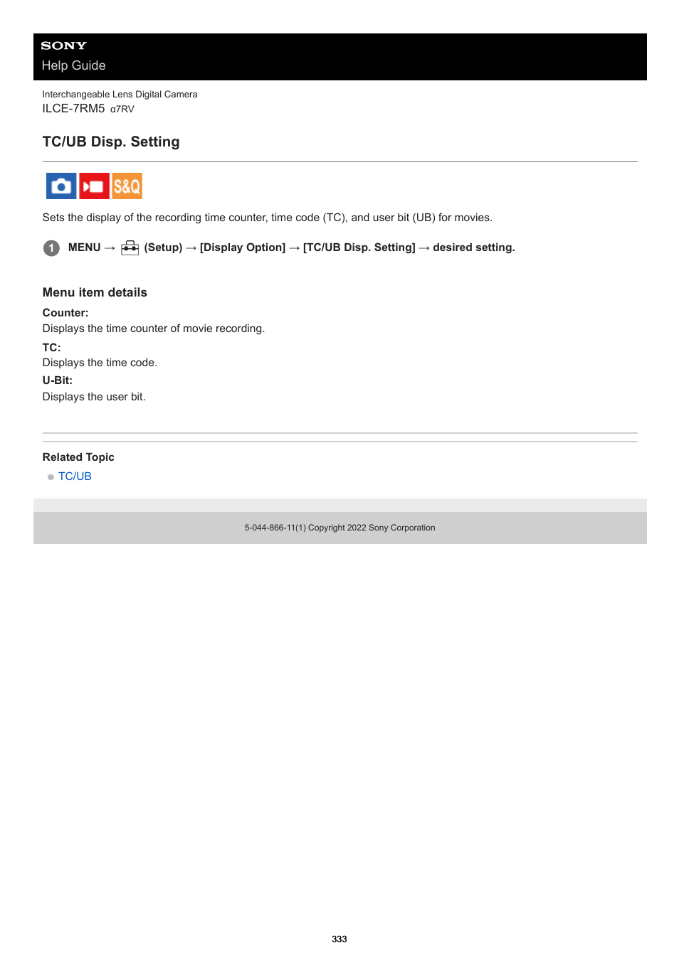 Tc/ub disp. setting | Sony PCM-A10 High-Resolution Audio Recorder User Manual | Page 333 / 535