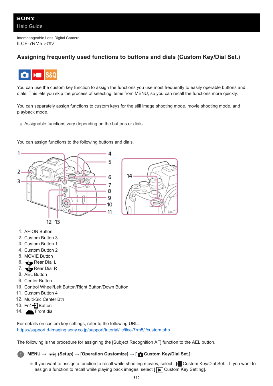 Custom key/dial set, Custom key setting | Sony PCM-A10 High-Resolution Audio Recorder User Manual | Page 340 / 535