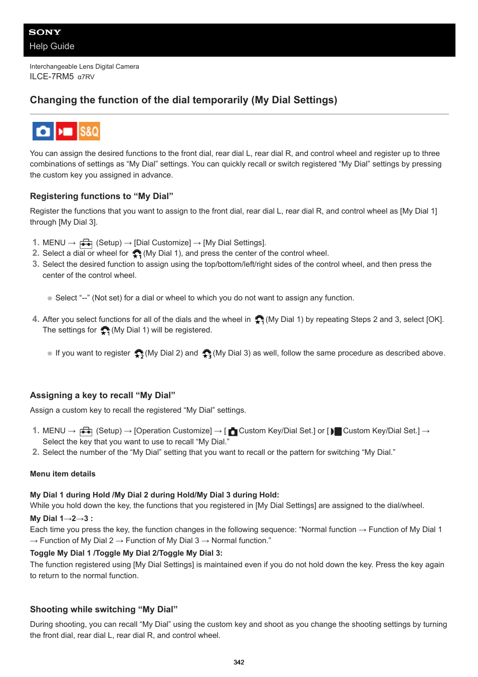 My dial settings | Sony PCM-A10 High-Resolution Audio Recorder User Manual | Page 342 / 535