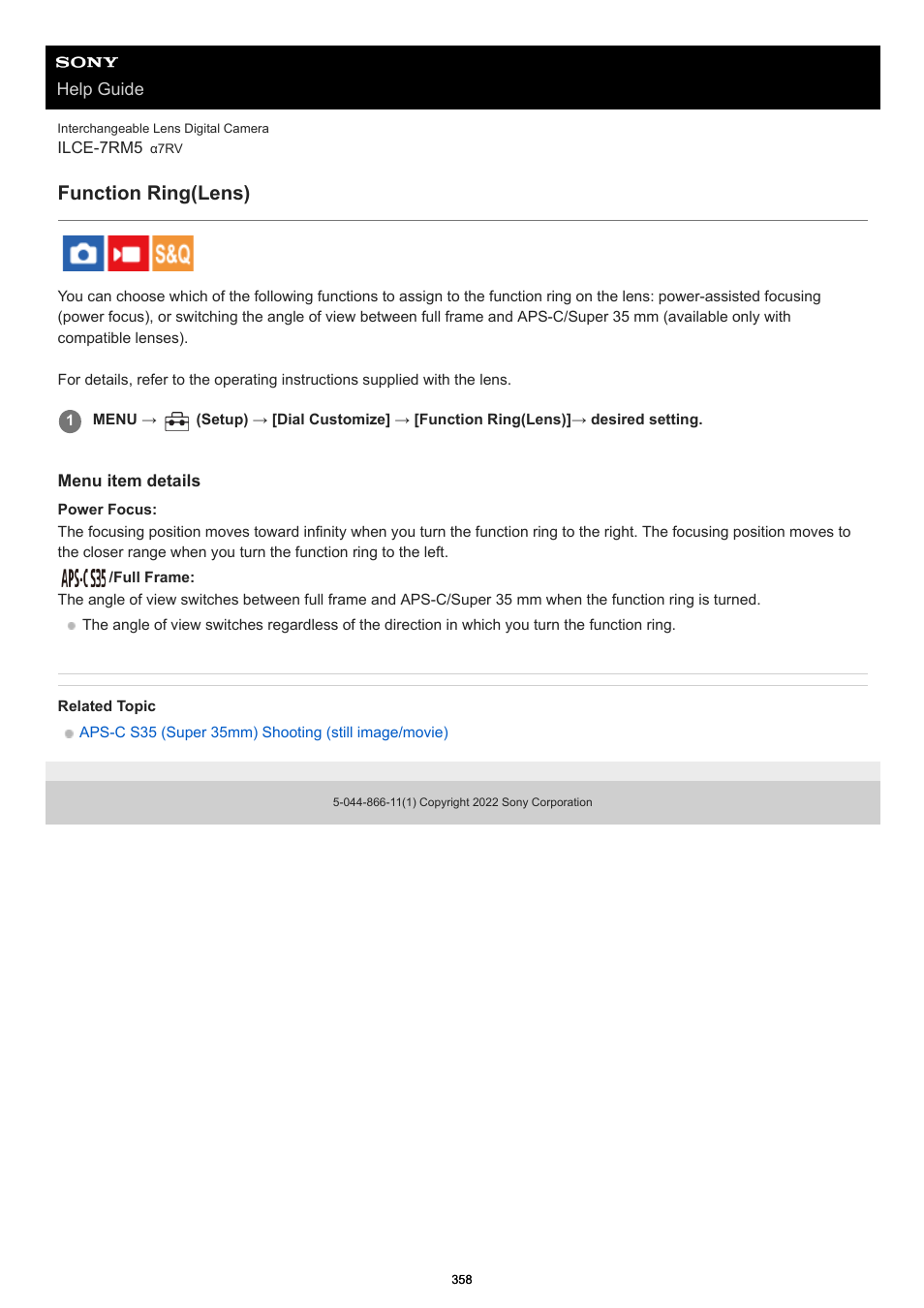 Function ring(lens) | Sony PCM-A10 High-Resolution Audio Recorder User Manual | Page 358 / 535