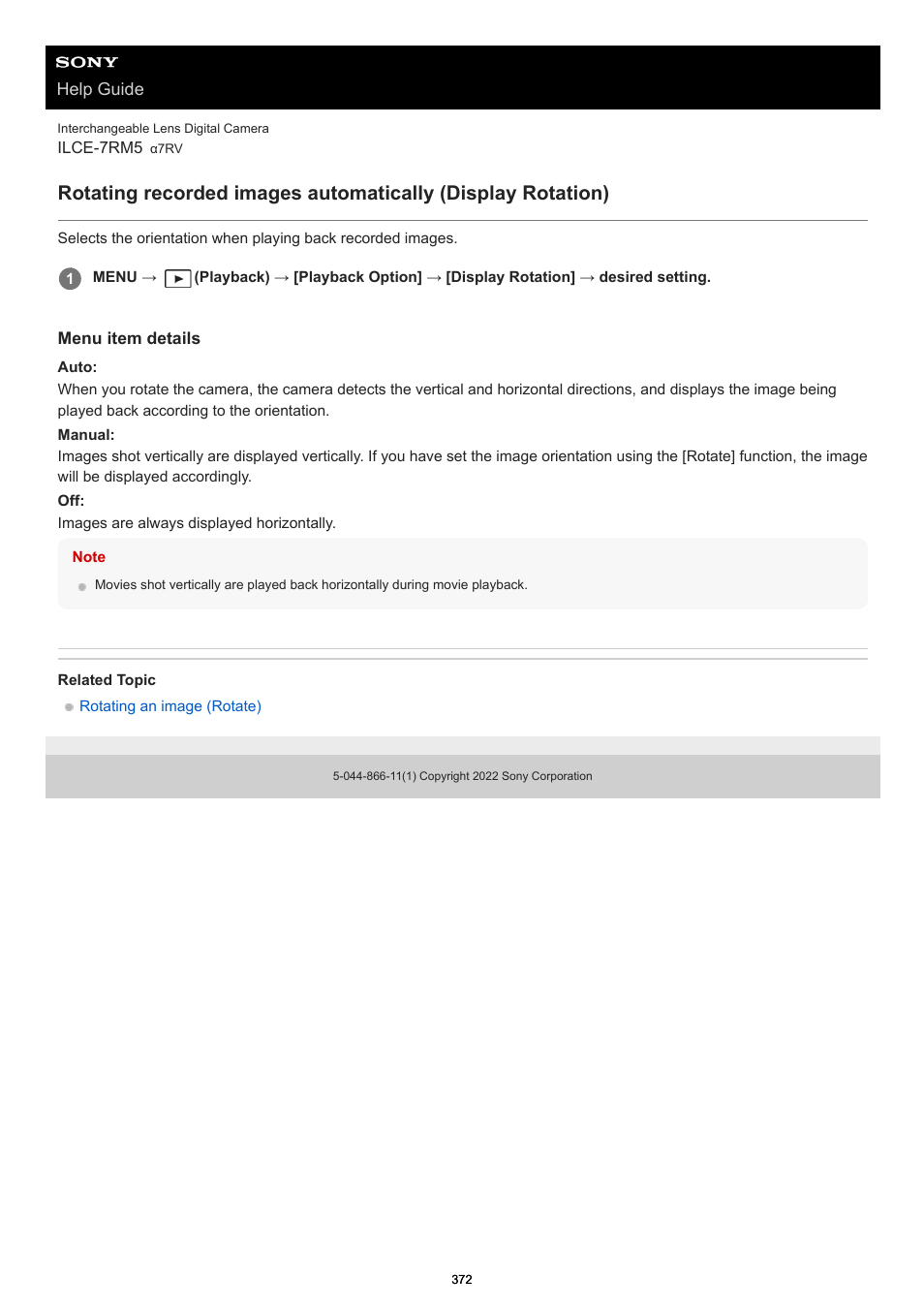 Display rotation | Sony PCM-A10 High-Resolution Audio Recorder User Manual | Page 372 / 535