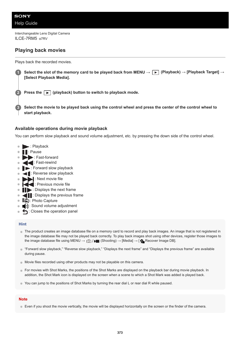 Playing back movies | Sony PCM-A10 High-Resolution Audio Recorder User Manual | Page 373 / 535
