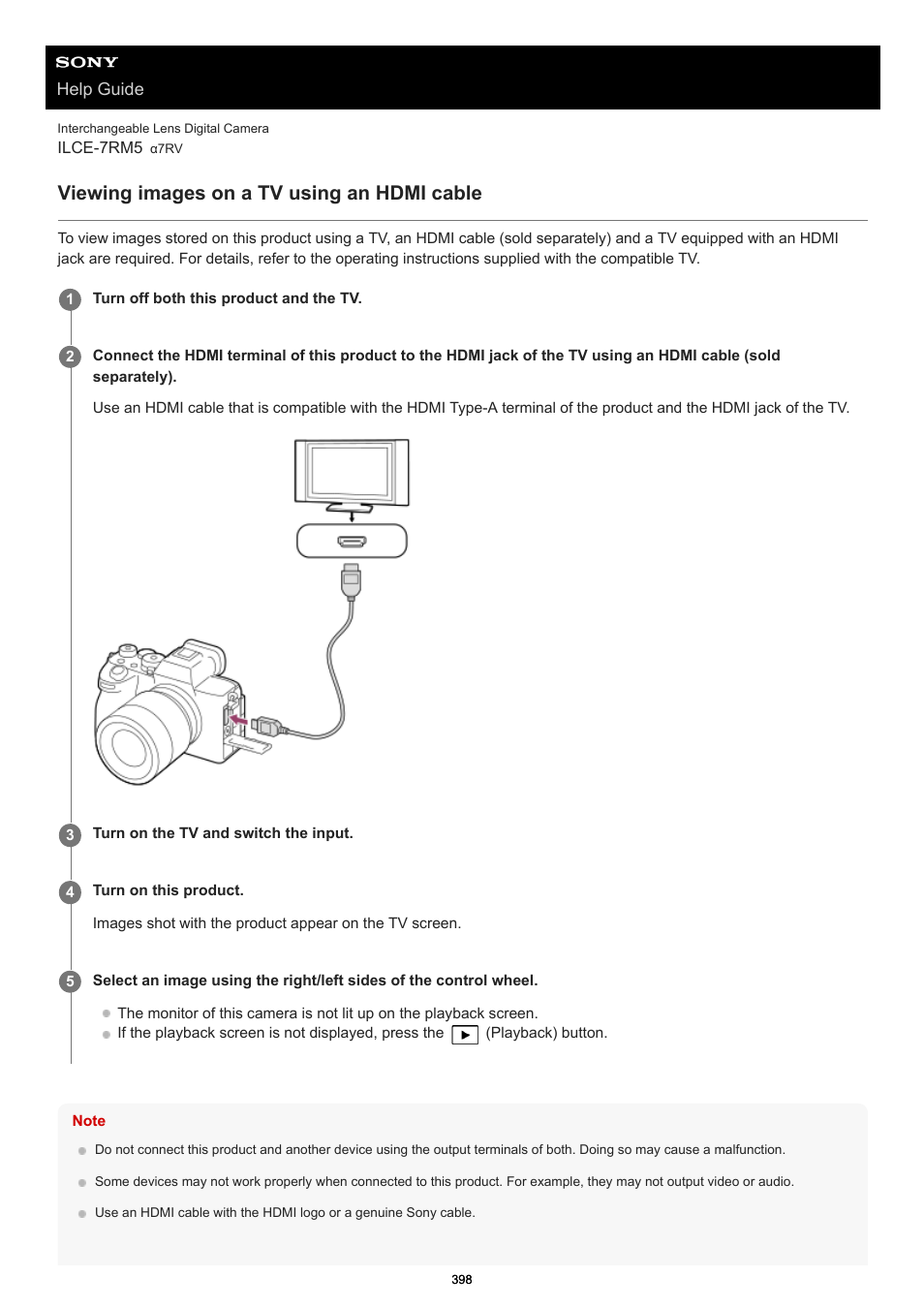 Viewing images on a tv using an hdmi cable | Sony PCM-A10 High-Resolution Audio Recorder User Manual | Page 398 / 535