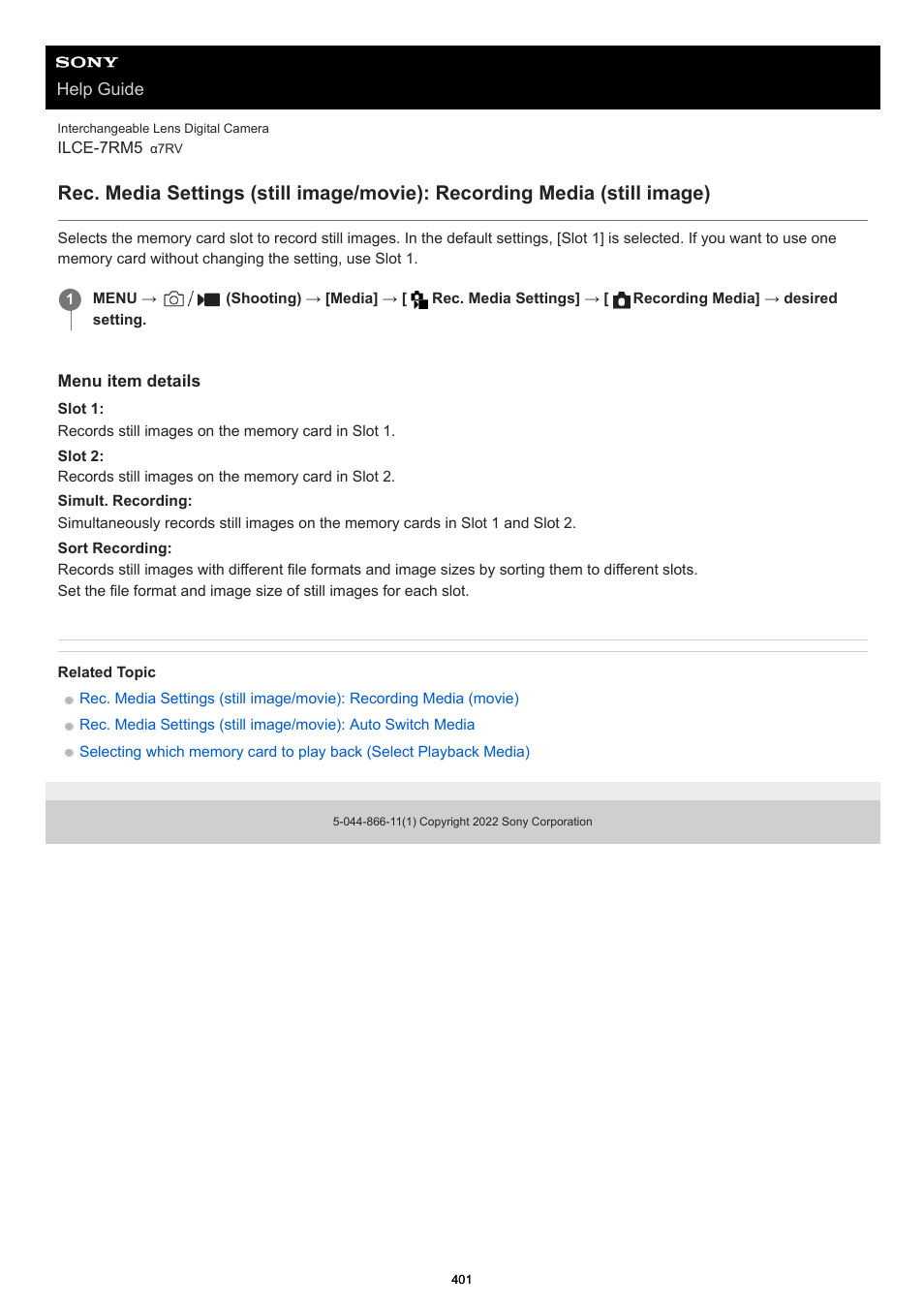 Rec. media settings, Recording media | Sony PCM-A10 High-Resolution Audio Recorder User Manual | Page 401 / 535