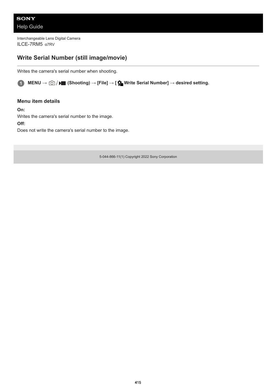 Write serial number (still image/movie), Write serial number | Sony PCM-A10 High-Resolution Audio Recorder User Manual | Page 415 / 535