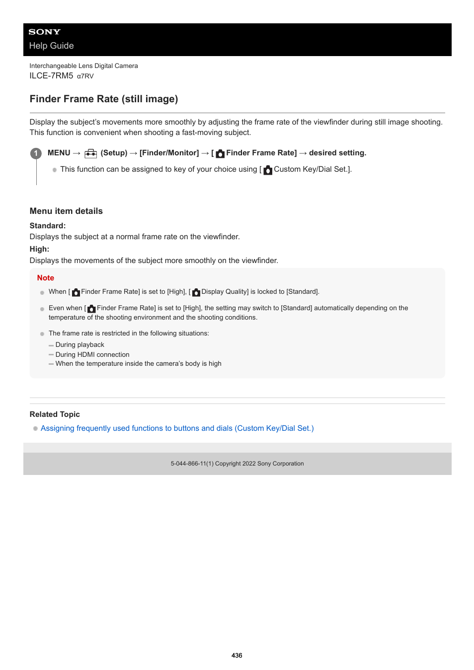 Finder frame rate (still image), Finder frame rate, Help guide | Sony PCM-A10 High-Resolution Audio Recorder User Manual | Page 436 / 535