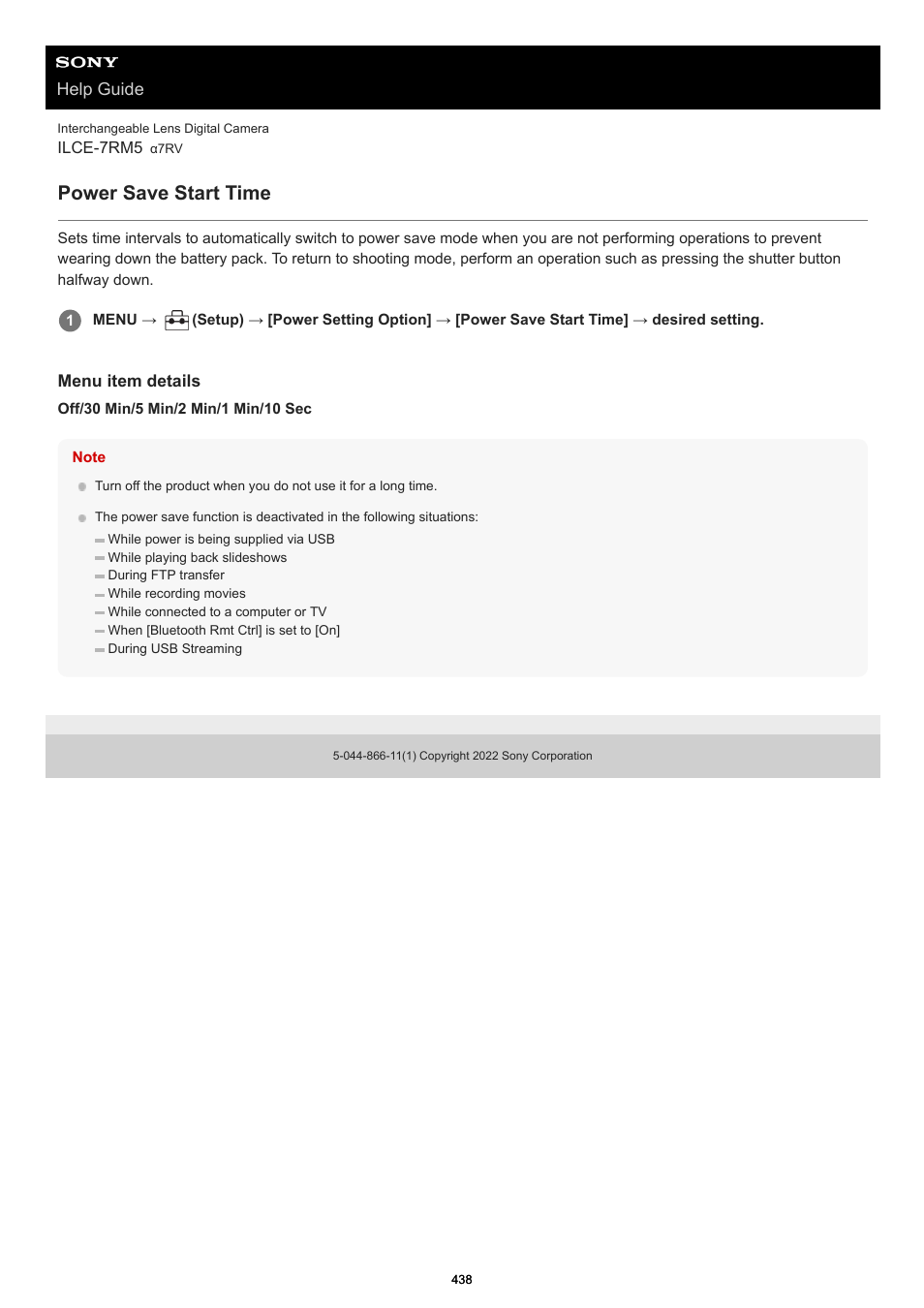 Power save start time | Sony PCM-A10 High-Resolution Audio Recorder User Manual | Page 438 / 535