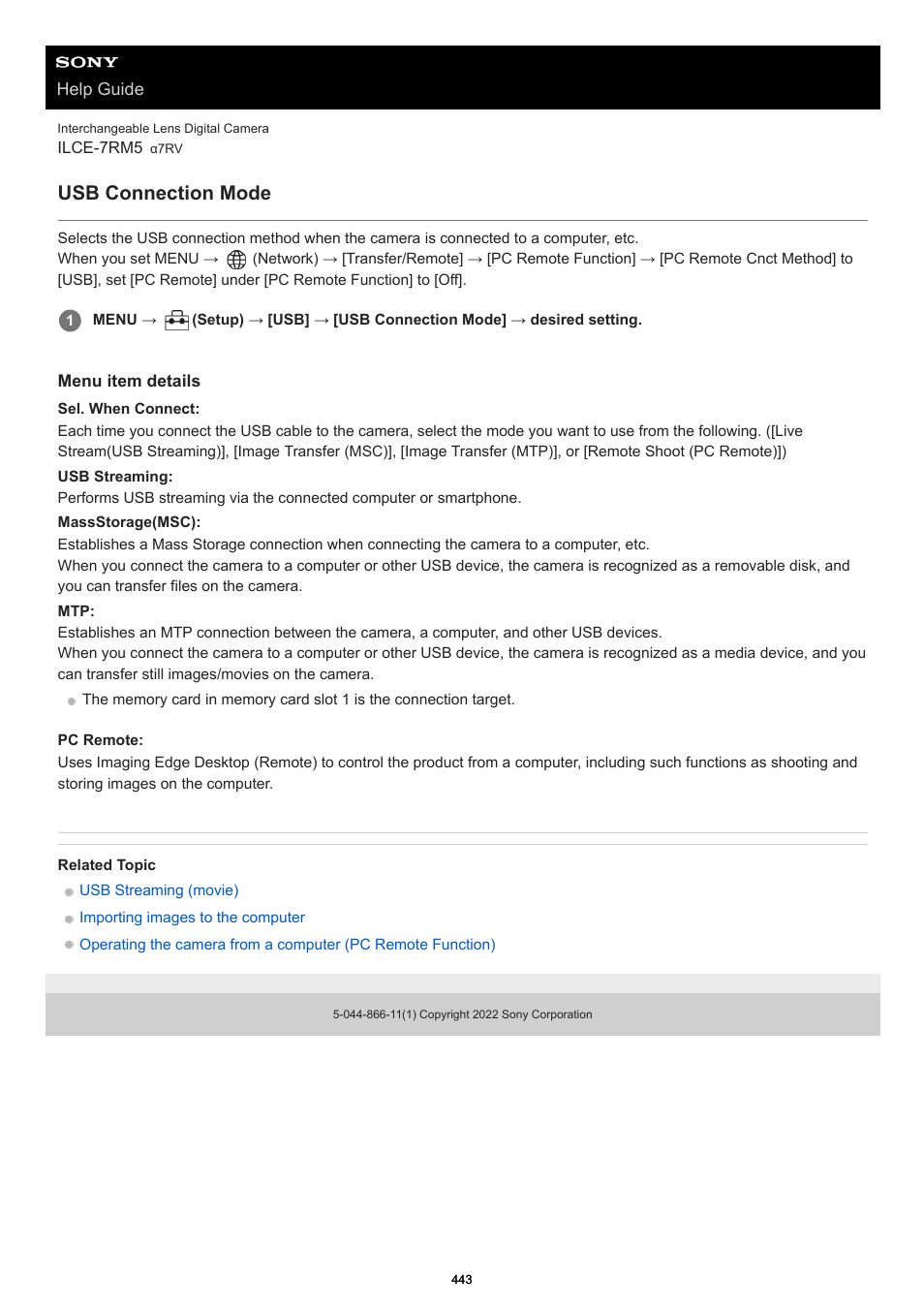 Usb connection mode | Sony PCM-A10 High-Resolution Audio Recorder User Manual | Page 443 / 535