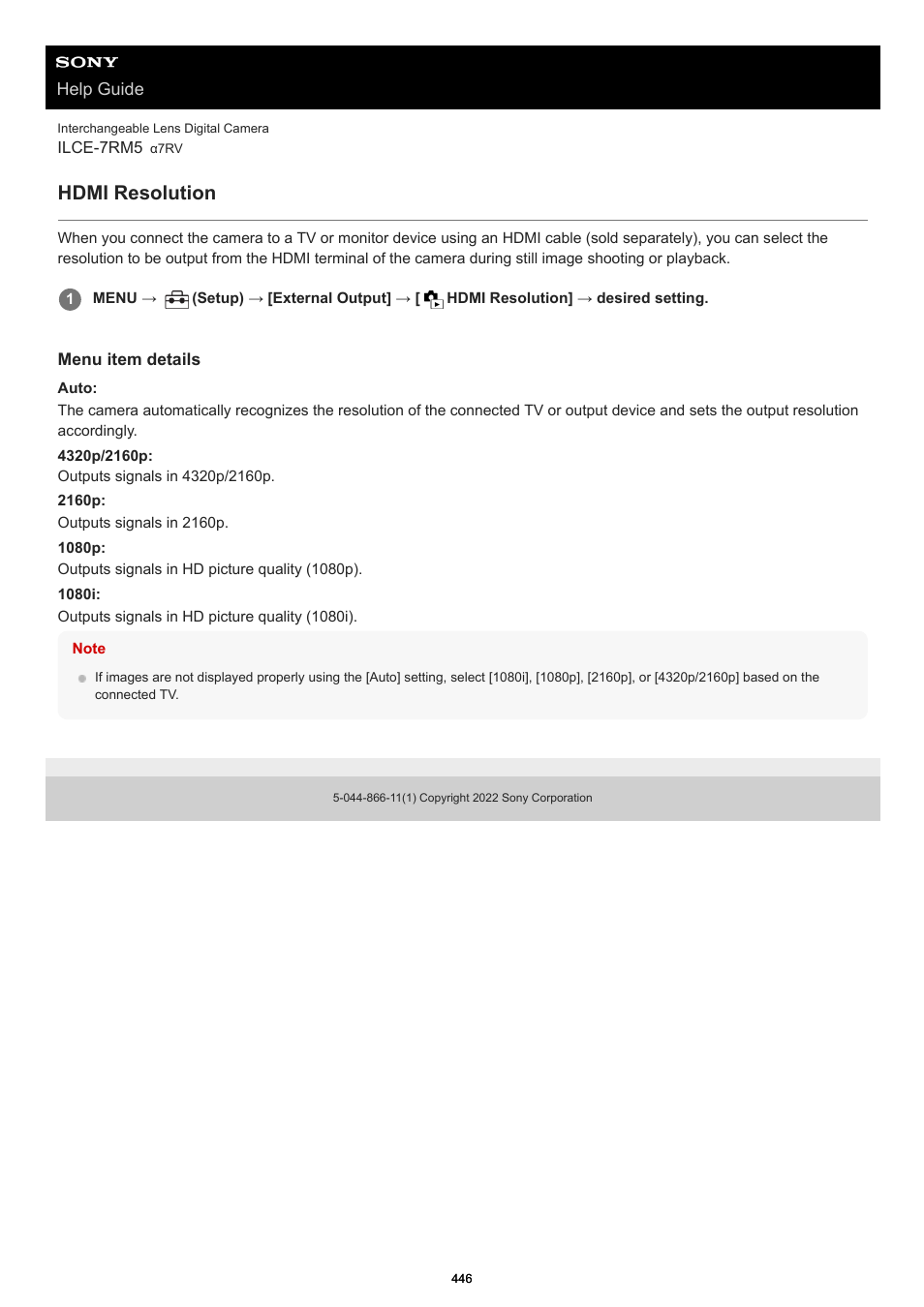 Hdmi resolution | Sony PCM-A10 High-Resolution Audio Recorder User Manual | Page 446 / 535