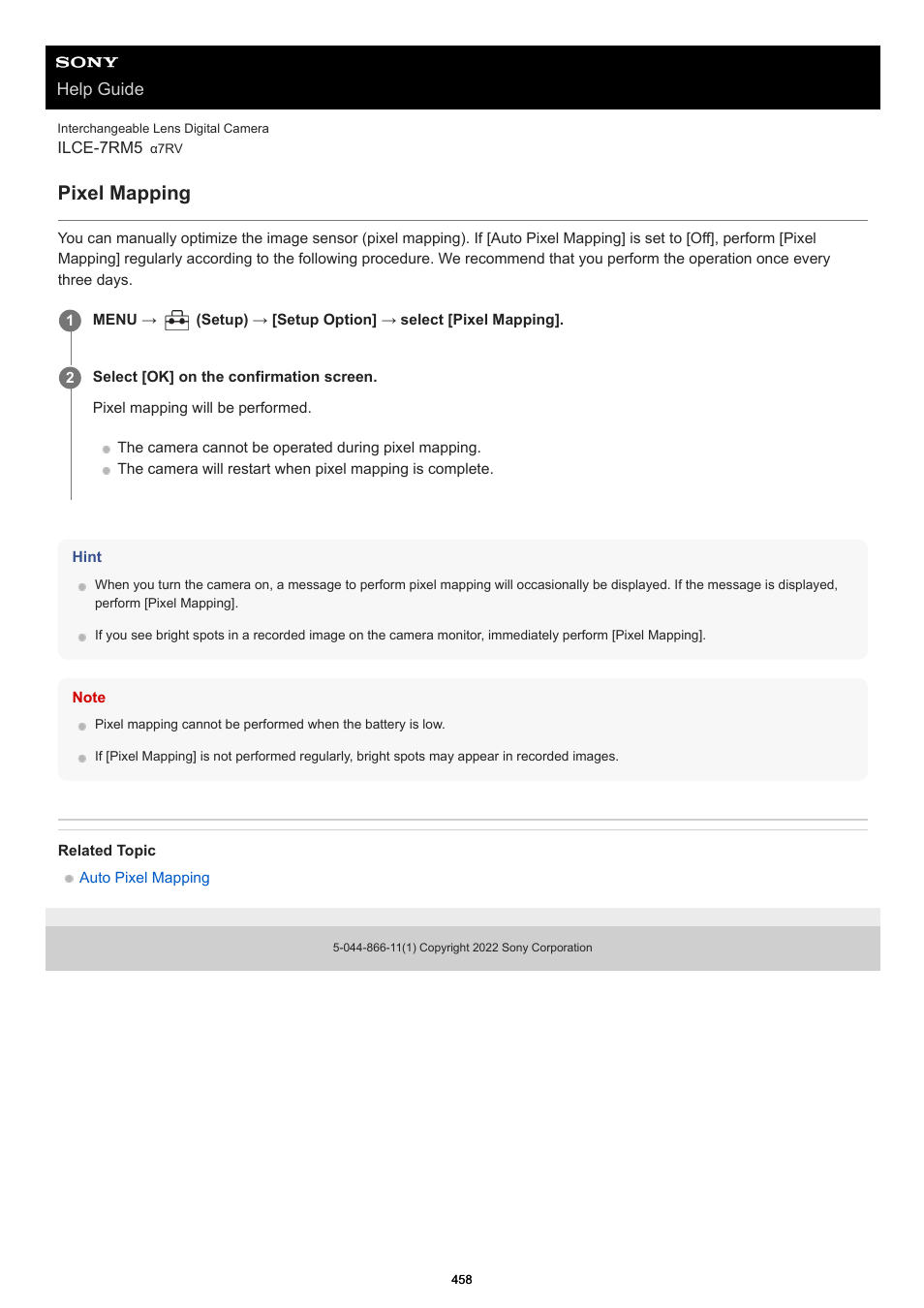 Pixel mapping, Help guide | Sony PCM-A10 High-Resolution Audio Recorder User Manual | Page 458 / 535