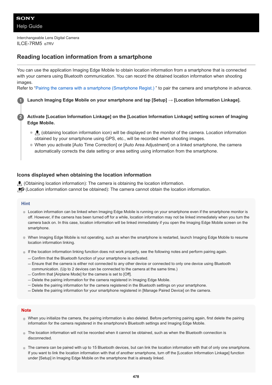 Reading location information from a smartphone, Help guide | Sony PCM-A10 High-Resolution Audio Recorder User Manual | Page 478 / 535