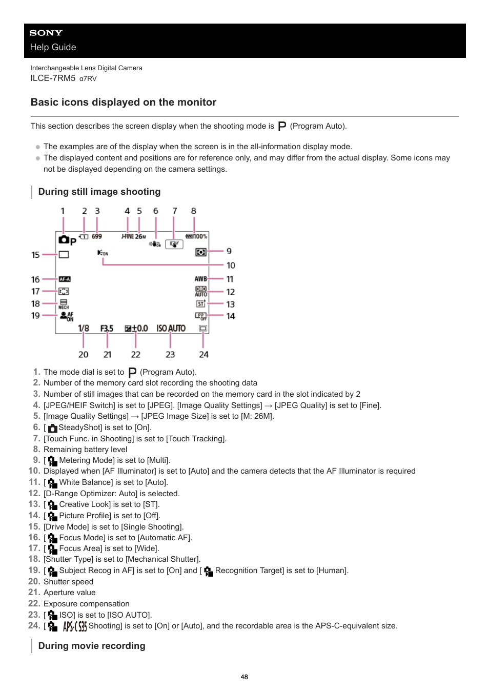Basic icons displayed on the monitor | Sony PCM-A10 High-Resolution Audio Recorder User Manual | Page 48 / 535