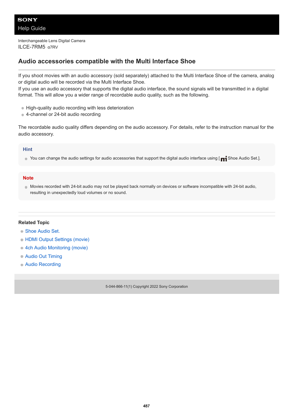 Help guide | Sony PCM-A10 High-Resolution Audio Recorder User Manual | Page 487 / 535