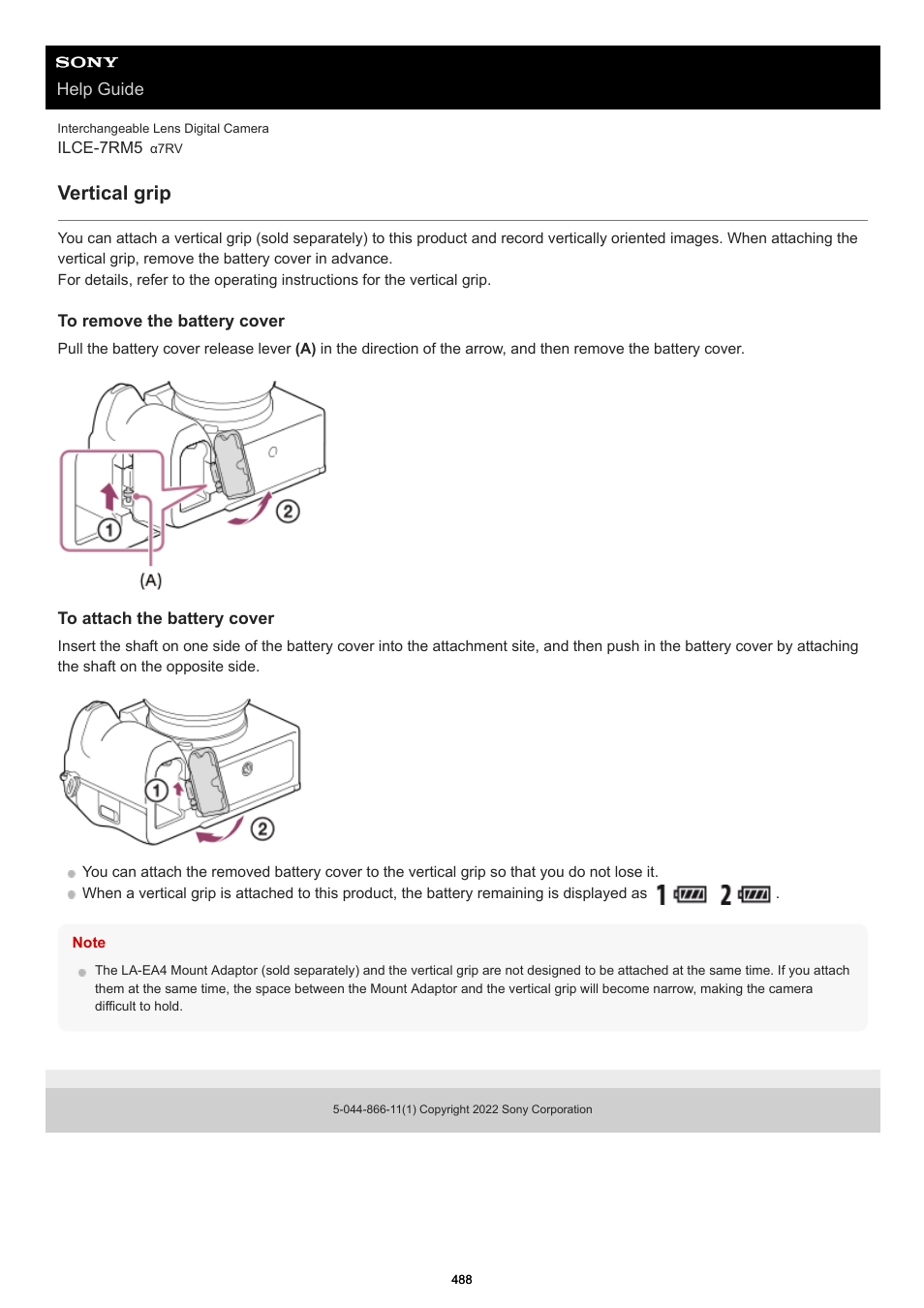 Vertical grip | Sony PCM-A10 High-Resolution Audio Recorder User Manual | Page 488 / 535