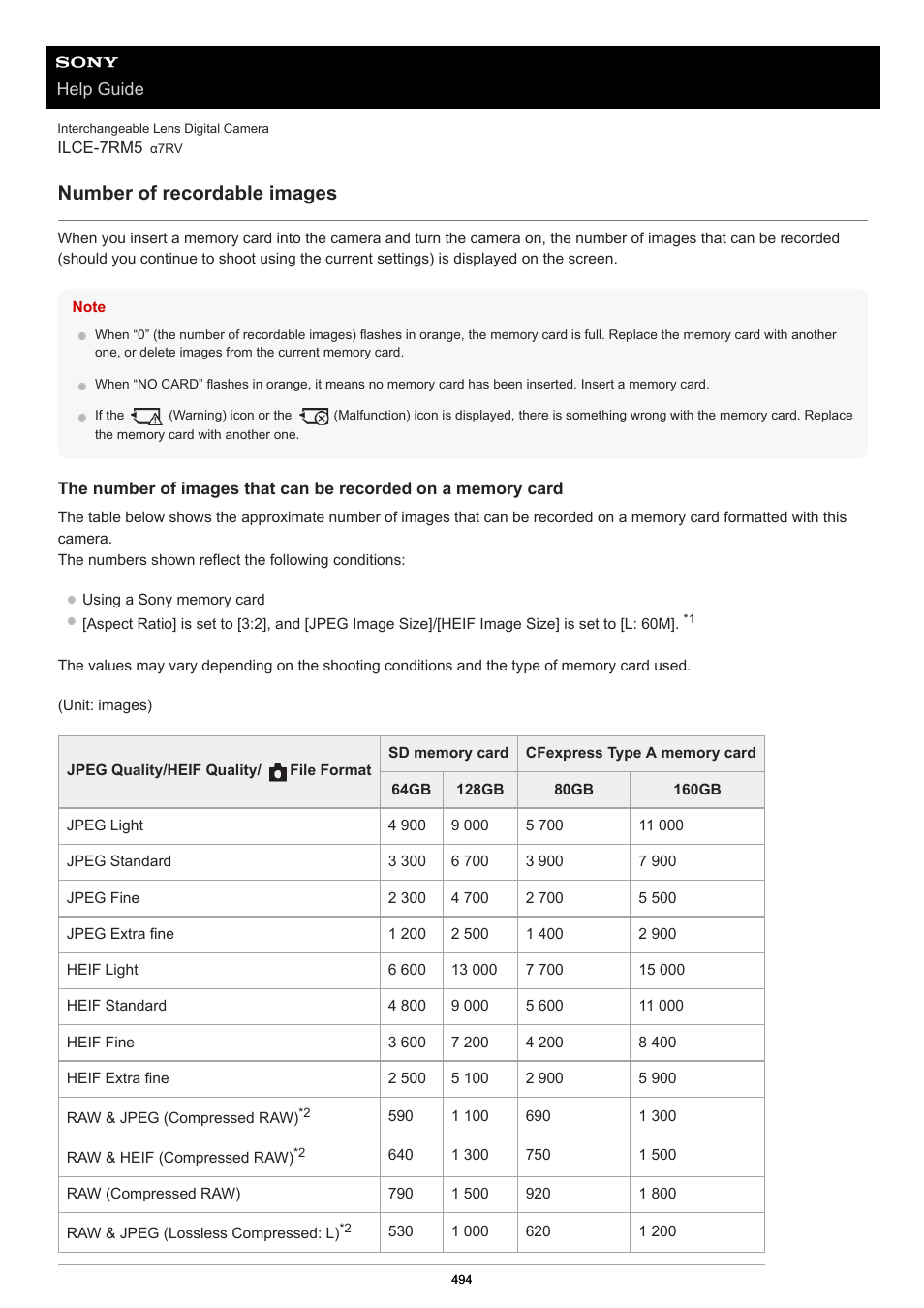 Number of recordable images | Sony PCM-A10 High-Resolution Audio Recorder User Manual | Page 494 / 535