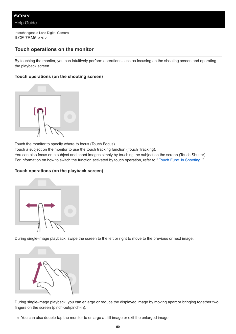 Touch operations on the monitor | Sony PCM-A10 High-Resolution Audio Recorder User Manual | Page 50 / 535