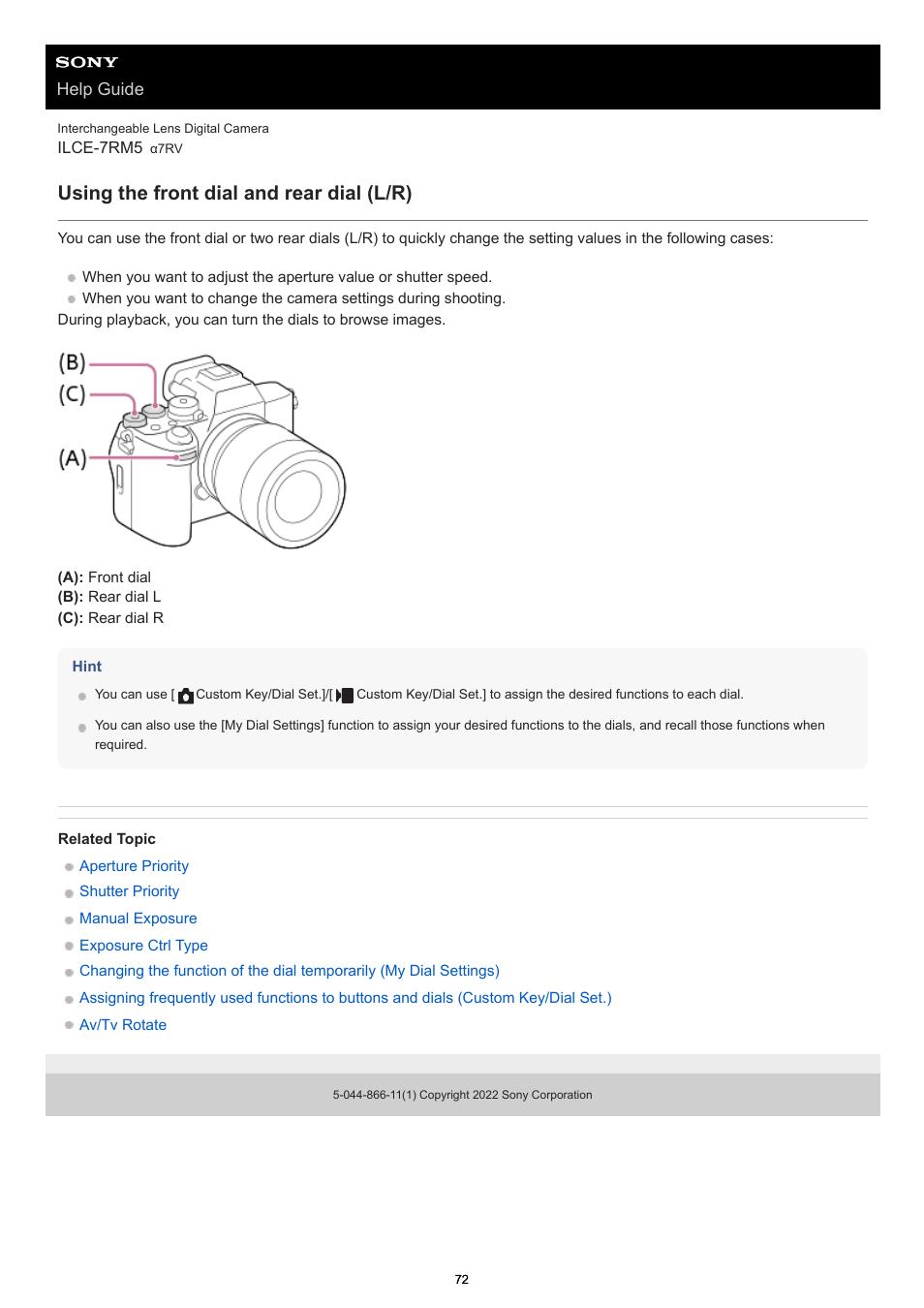 Using the front dial and rear dial (l/r) | Sony PCM-A10 High-Resolution Audio Recorder User Manual | Page 72 / 535