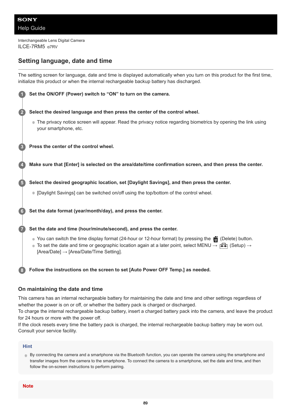 Setting language, date and time | Sony PCM-A10 High-Resolution Audio Recorder User Manual | Page 89 / 535