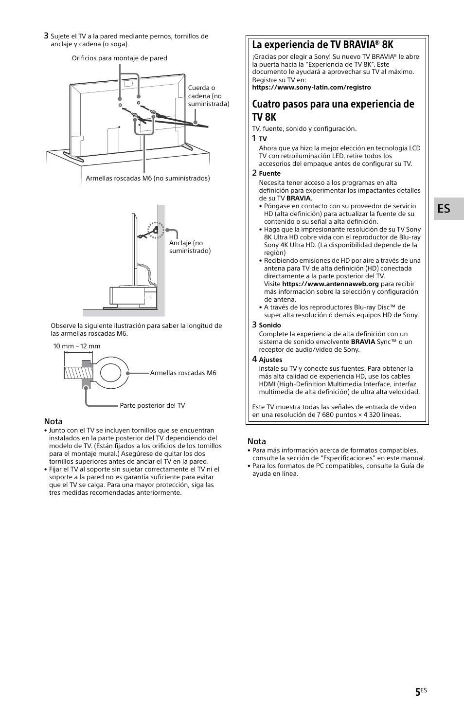 La experiencia de tv bravia ® 8k, Cuatro pasos para una experiencia de tv 8k | Sony ECM-678/9X Shotgun Microphone User Manual | Page 29 / 40