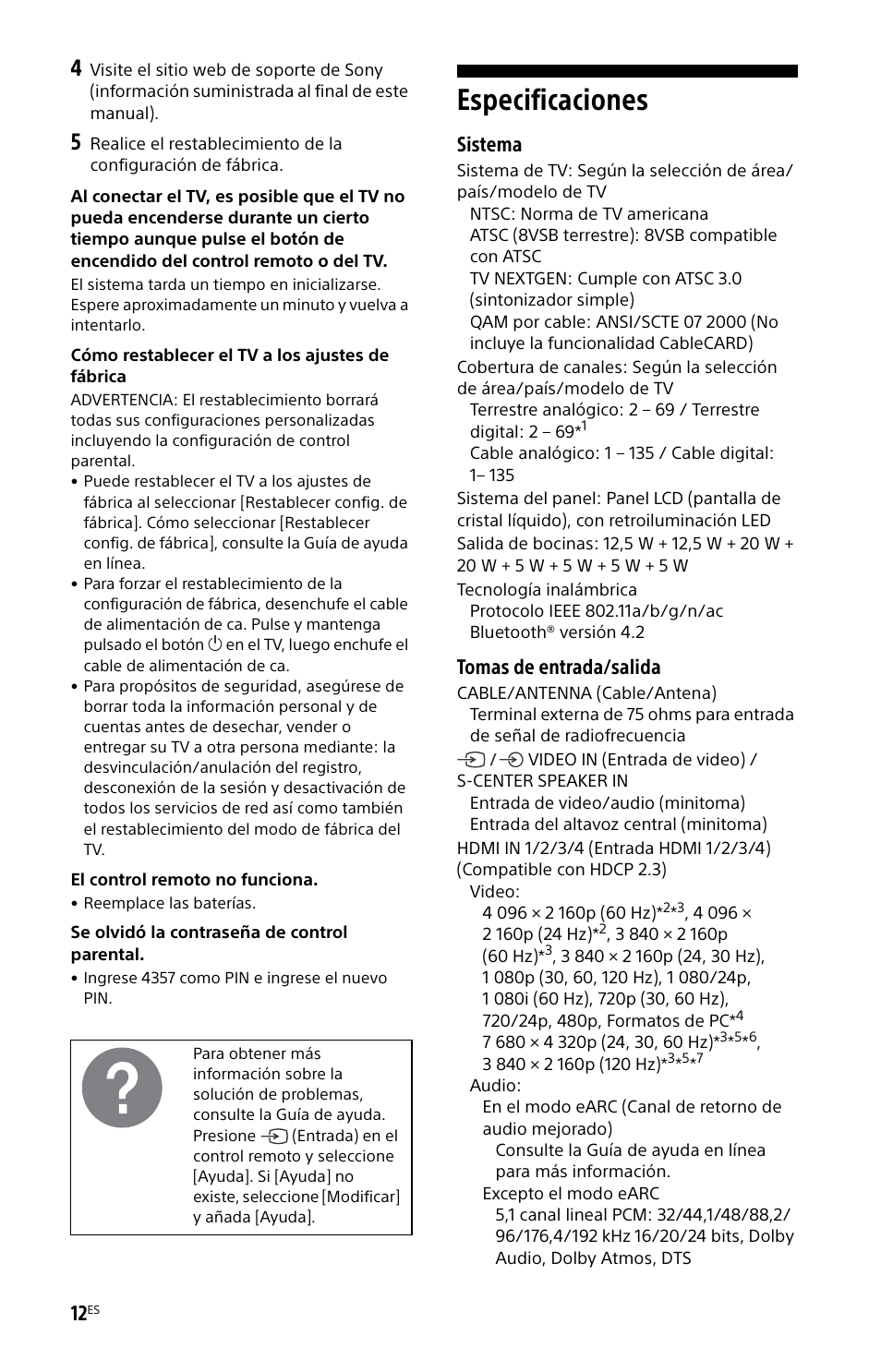 Especificaciones, Sistema, Tomas de entrada/salida | Sony ECM-678/9X Shotgun Microphone User Manual | Page 36 / 40