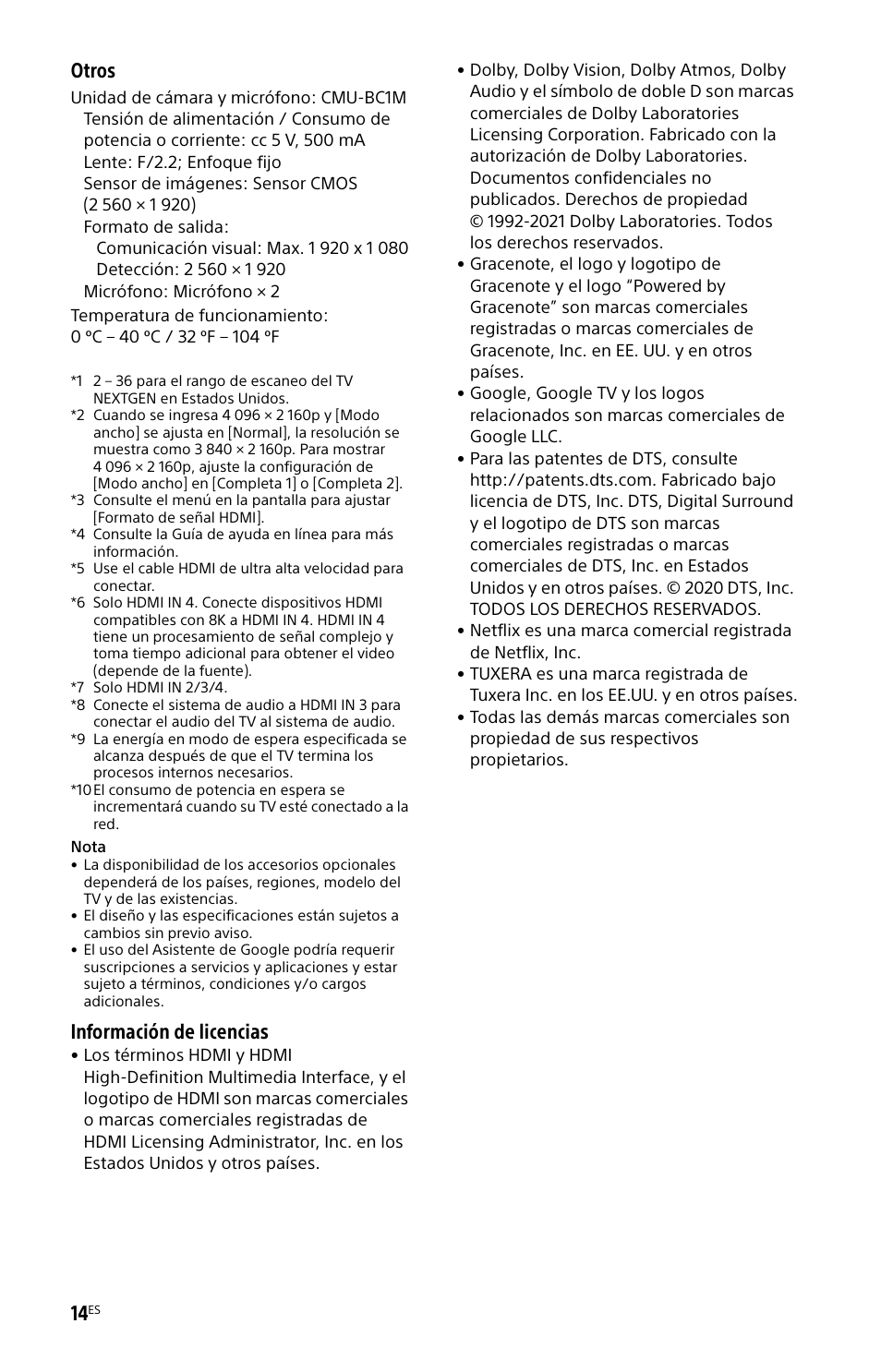 Otros, Información de licencias | Sony ECM-678/9X Shotgun Microphone User Manual | Page 38 / 40