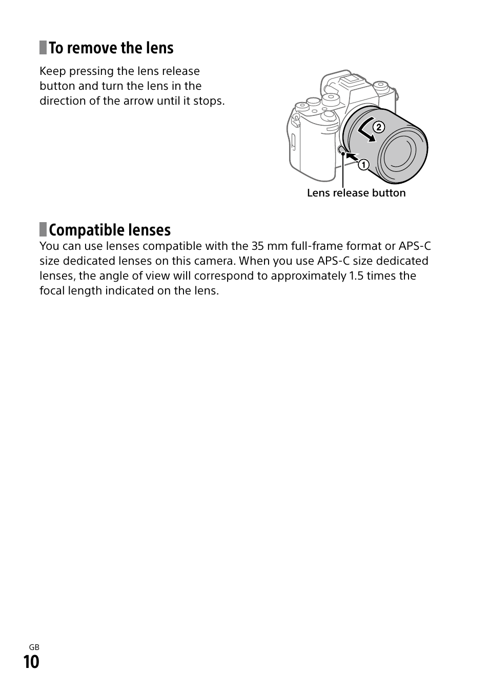 Compatible lenses | Sony ECM-674 Shotgun Microphone User Manual | Page 10 / 96