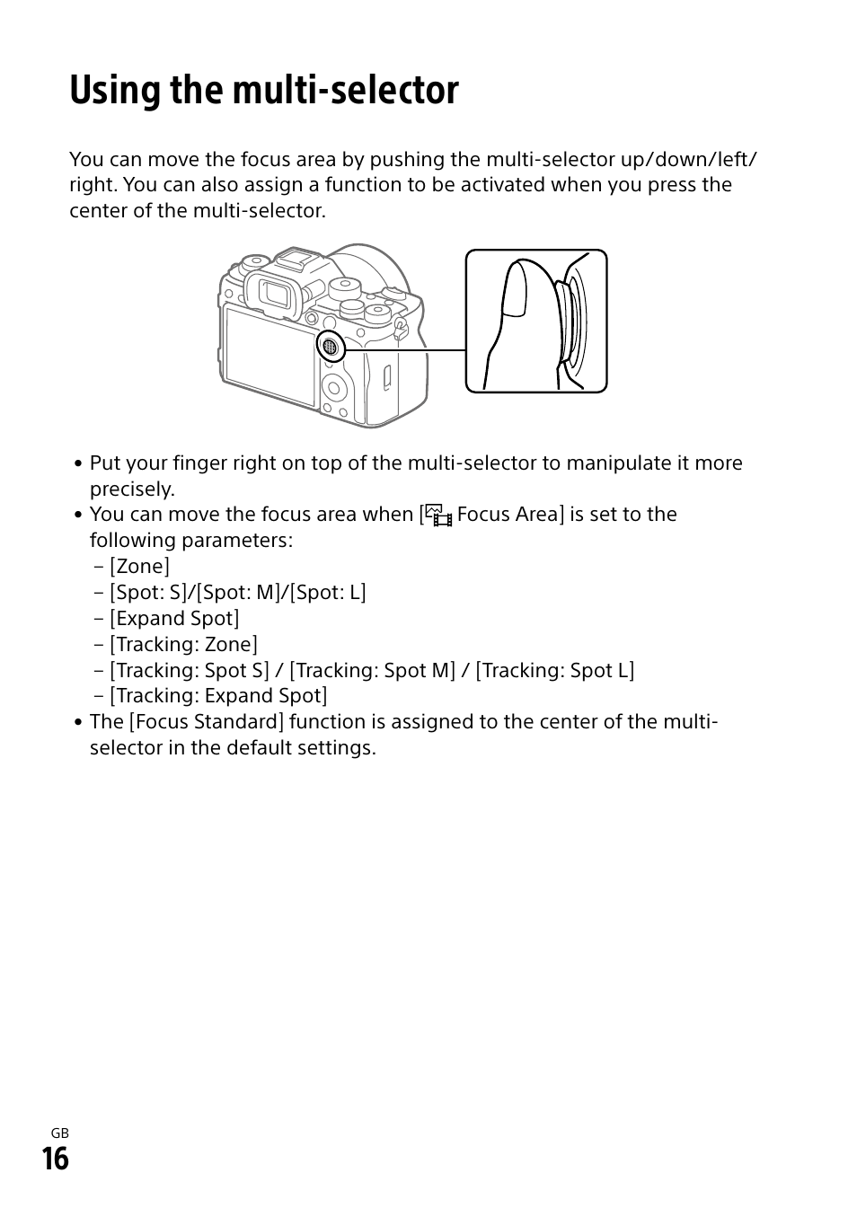 Using the multi-selector | Sony ECM-674 Shotgun Microphone User Manual | Page 16 / 96
