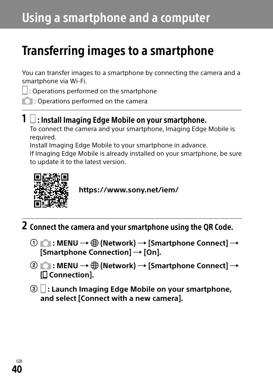 Using a smartphone and a computer, Transferring images to a smartphone | Sony ECM-674 Shotgun Microphone User Manual | Page 40 / 96