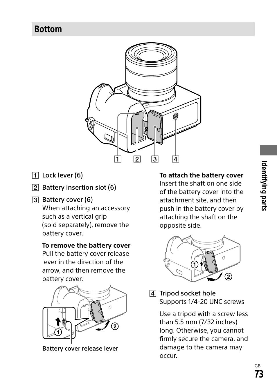 Bottom | Sony ECM-674 Shotgun Microphone User Manual | Page 73 / 96