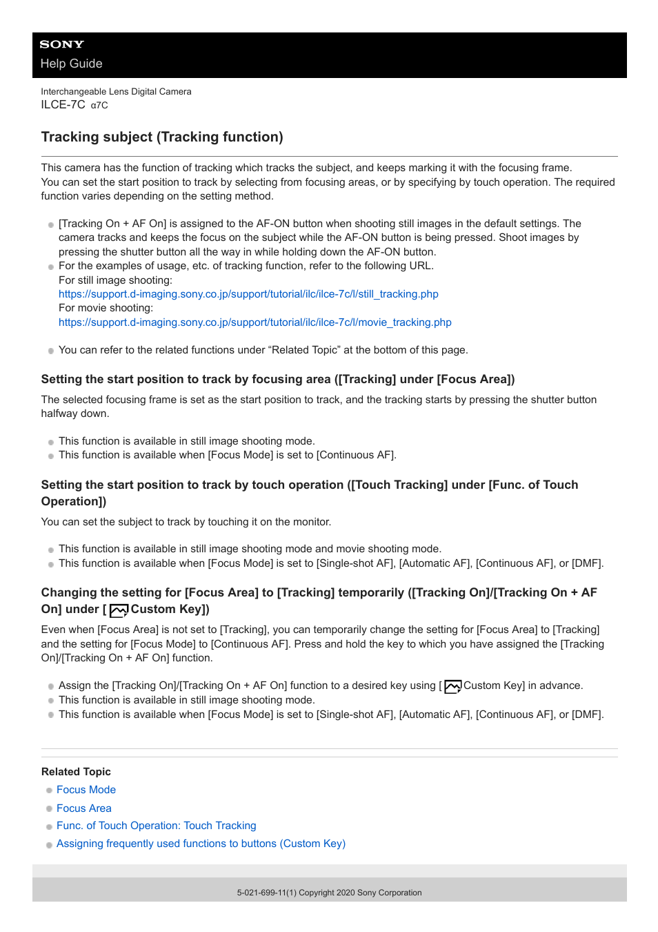 Tracking on + af on, Tracking subject (tracking function) | Sony UWP-D27 2-Person Camera-Mount Wireless Omni Lavalier Microphone System (UC90: 941 to 960 MHz) User Manual | Page 100 / 661