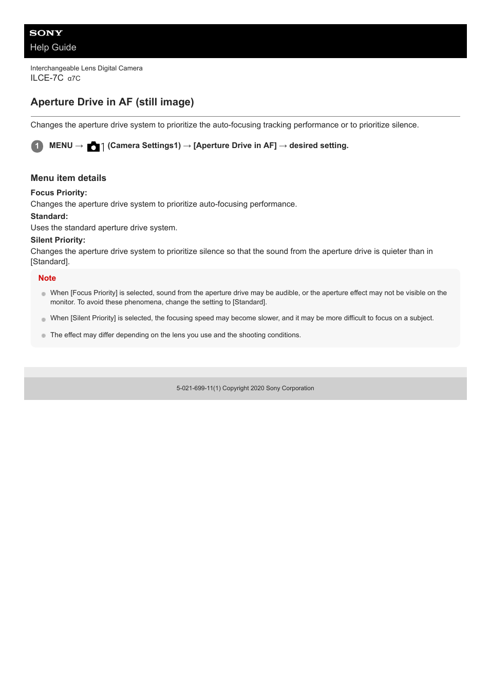 Aperture drive in af (still image) | Sony UWP-D27 2-Person Camera-Mount Wireless Omni Lavalier Microphone System (UC90: 941 to 960 MHz) User Manual | Page 117 / 661