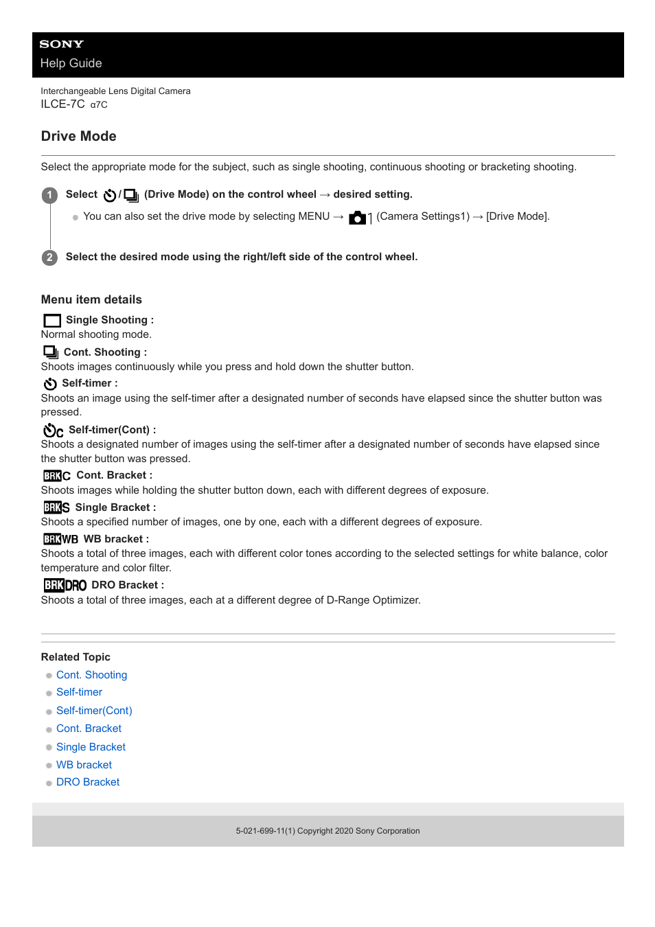 Drive mode | Sony UWP-D27 2-Person Camera-Mount Wireless Omni Lavalier Microphone System (UC90: 941 to 960 MHz) User Manual | Page 126 / 661