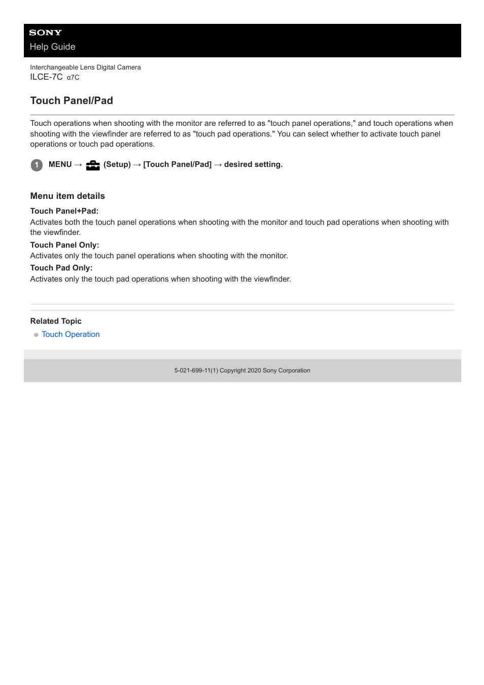 Touch panel/pad | Sony UWP-D27 2-Person Camera-Mount Wireless Omni Lavalier Microphone System (UC90: 941 to 960 MHz) User Manual | Page 142 / 661