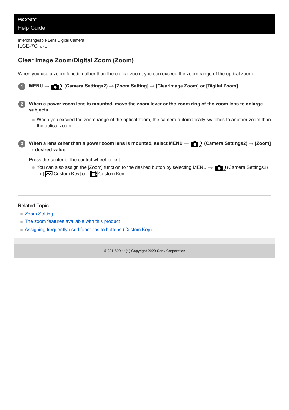 Clear image zoom/digital zoom (zoom) | Sony UWP-D27 2-Person Camera-Mount Wireless Omni Lavalier Microphone System (UC90: 941 to 960 MHz) User Manual | Page 195 / 661