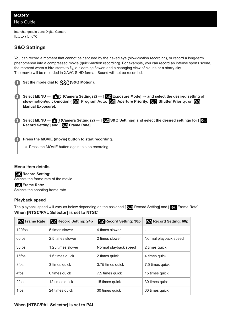 S&q settings | Sony UWP-D27 2-Person Camera-Mount Wireless Omni Lavalier Microphone System (UC90: 941 to 960 MHz) User Manual | Page 237 / 661