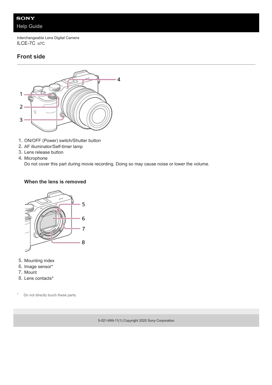 Front side | Sony UWP-D27 2-Person Camera-Mount Wireless Omni Lavalier Microphone System (UC90: 941 to 960 MHz) User Manual | Page 24 / 661