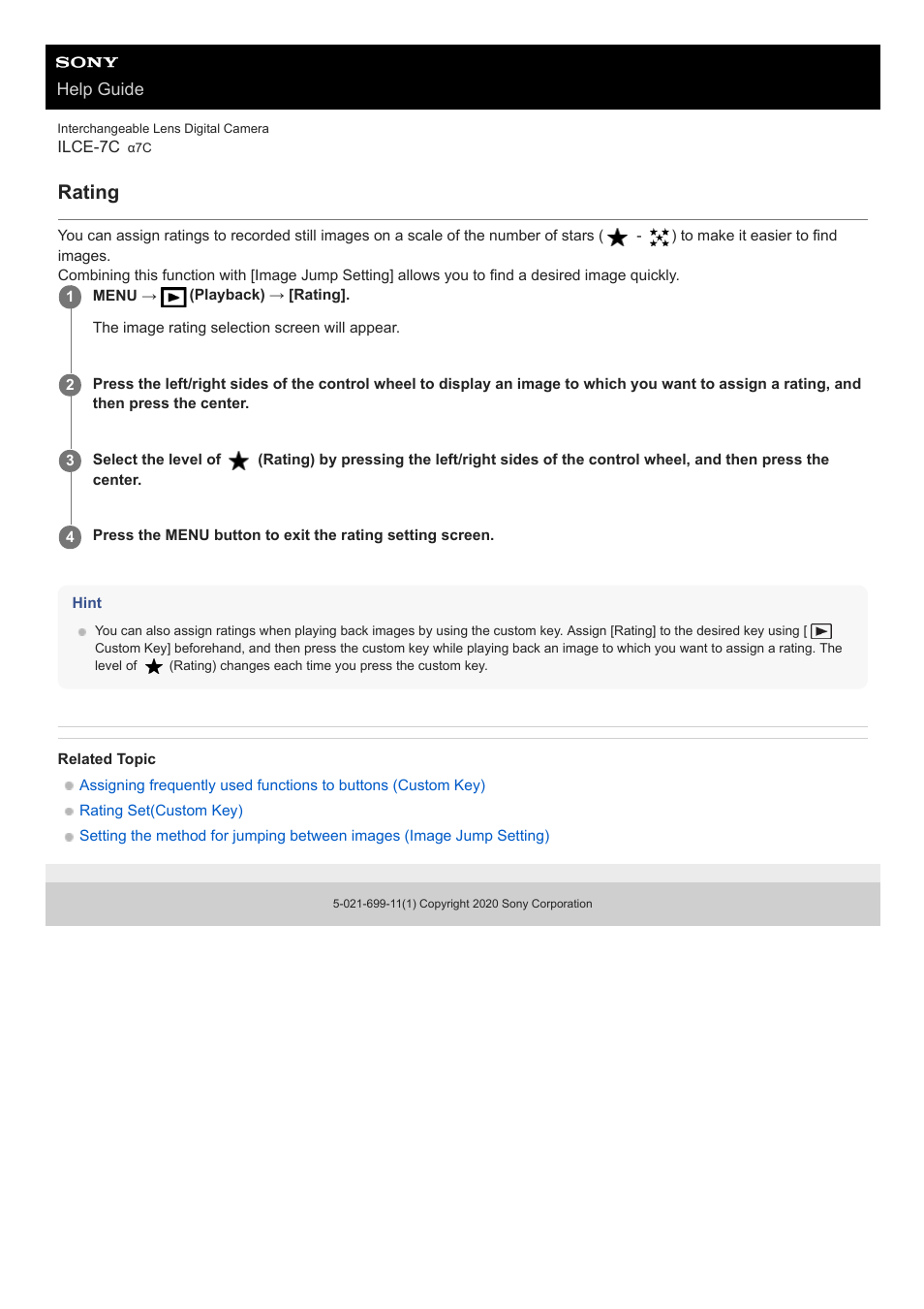 Rating | Sony UWP-D27 2-Person Camera-Mount Wireless Omni Lavalier Microphone System (UC90: 941 to 960 MHz) User Manual | Page 279 / 661