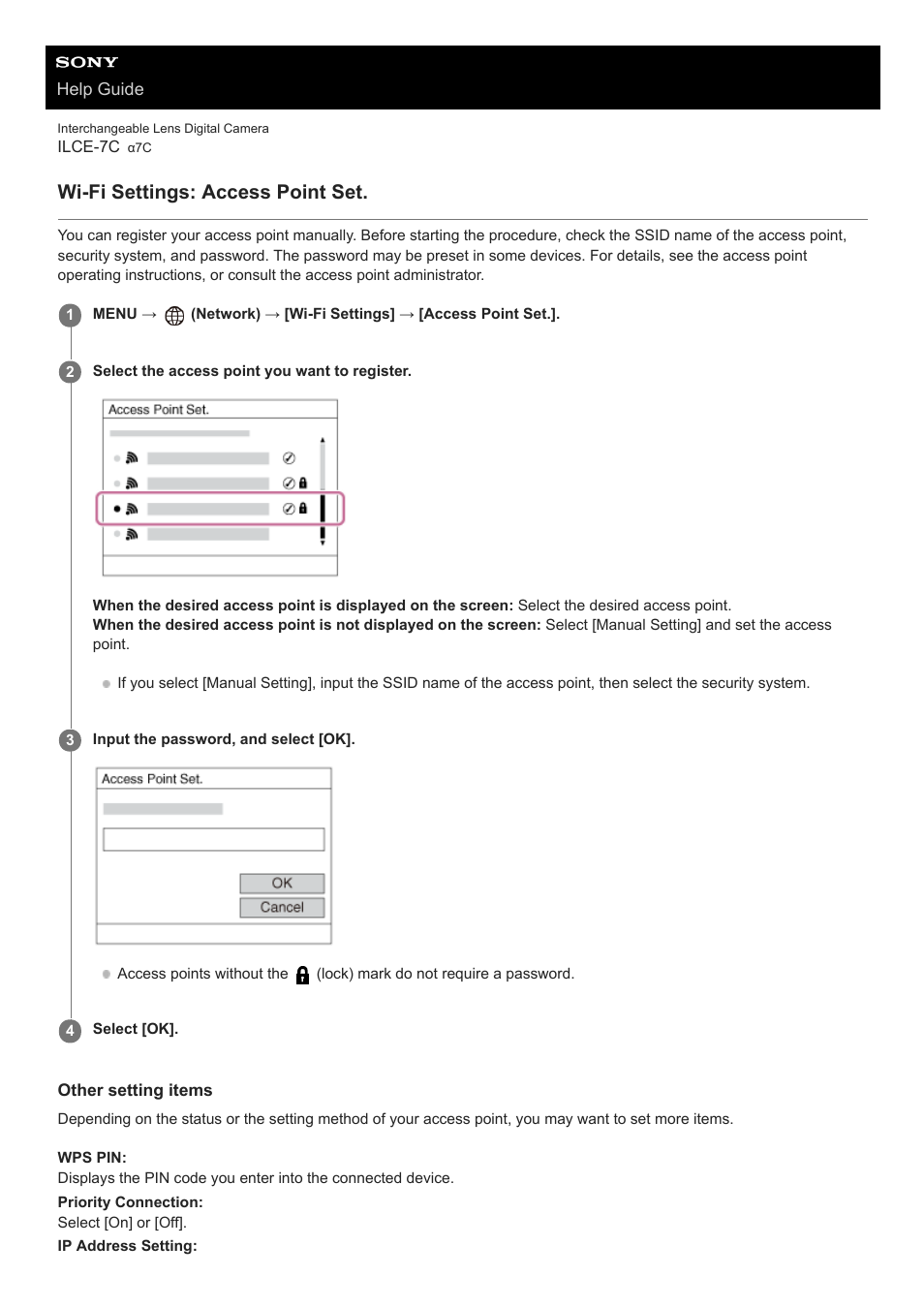 Wi-fi settings: access point set | Sony UWP-D27 2-Person Camera-Mount Wireless Omni Lavalier Microphone System (UC90: 941 to 960 MHz) User Manual | Page 368 / 661