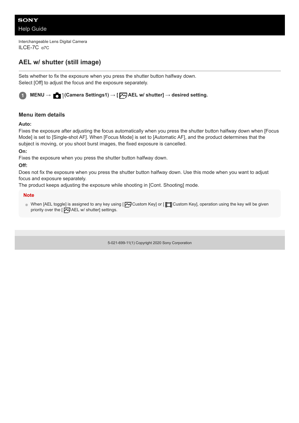 Ael w/ shutter (still image) | Sony UWP-D27 2-Person Camera-Mount Wireless Omni Lavalier Microphone System (UC90: 941 to 960 MHz) User Manual | Page 446 / 661