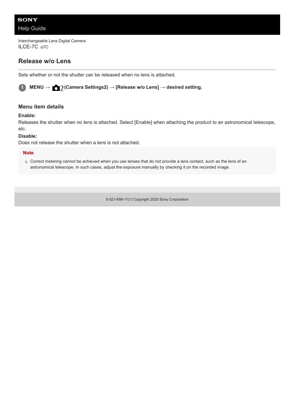 Release w/o lens | Sony UWP-D27 2-Person Camera-Mount Wireless Omni Lavalier Microphone System (UC90: 941 to 960 MHz) User Manual | Page 502 / 661