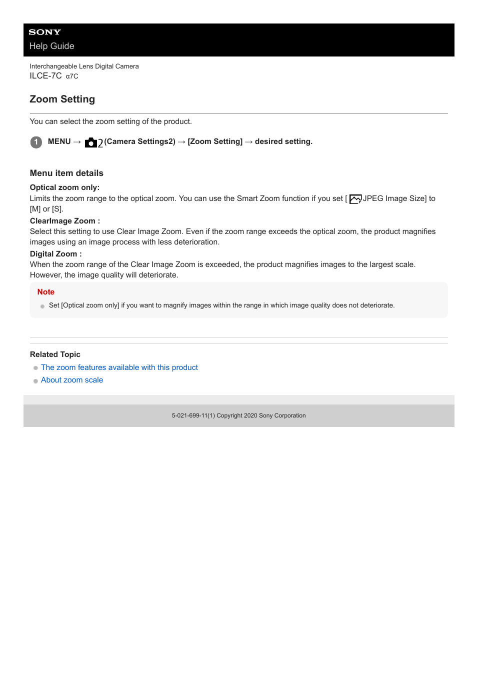 Zoom setting | Sony UWP-D27 2-Person Camera-Mount Wireless Omni Lavalier Microphone System (UC90: 941 to 960 MHz) User Manual | Page 507 / 661
