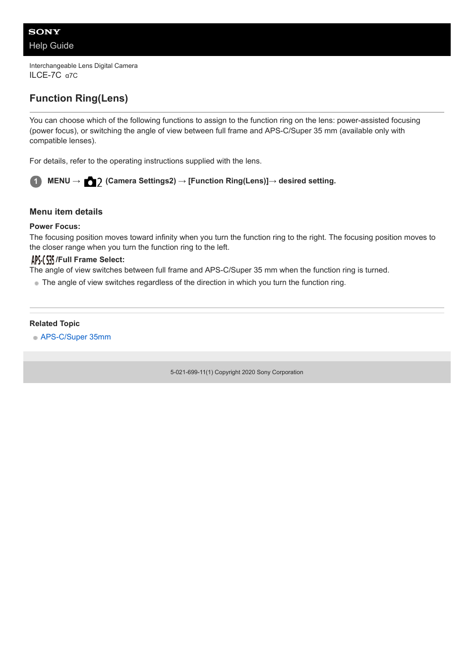 Function ring(lens) | Sony UWP-D27 2-Person Camera-Mount Wireless Omni Lavalier Microphone System (UC90: 941 to 960 MHz) User Manual | Page 528 / 661