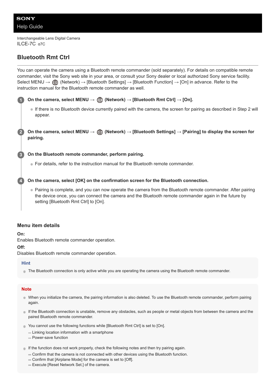 Bluetooth rmt ctrl | Sony UWP-D27 2-Person Camera-Mount Wireless Omni Lavalier Microphone System (UC90: 941 to 960 MHz) User Manual | Page 555 / 661