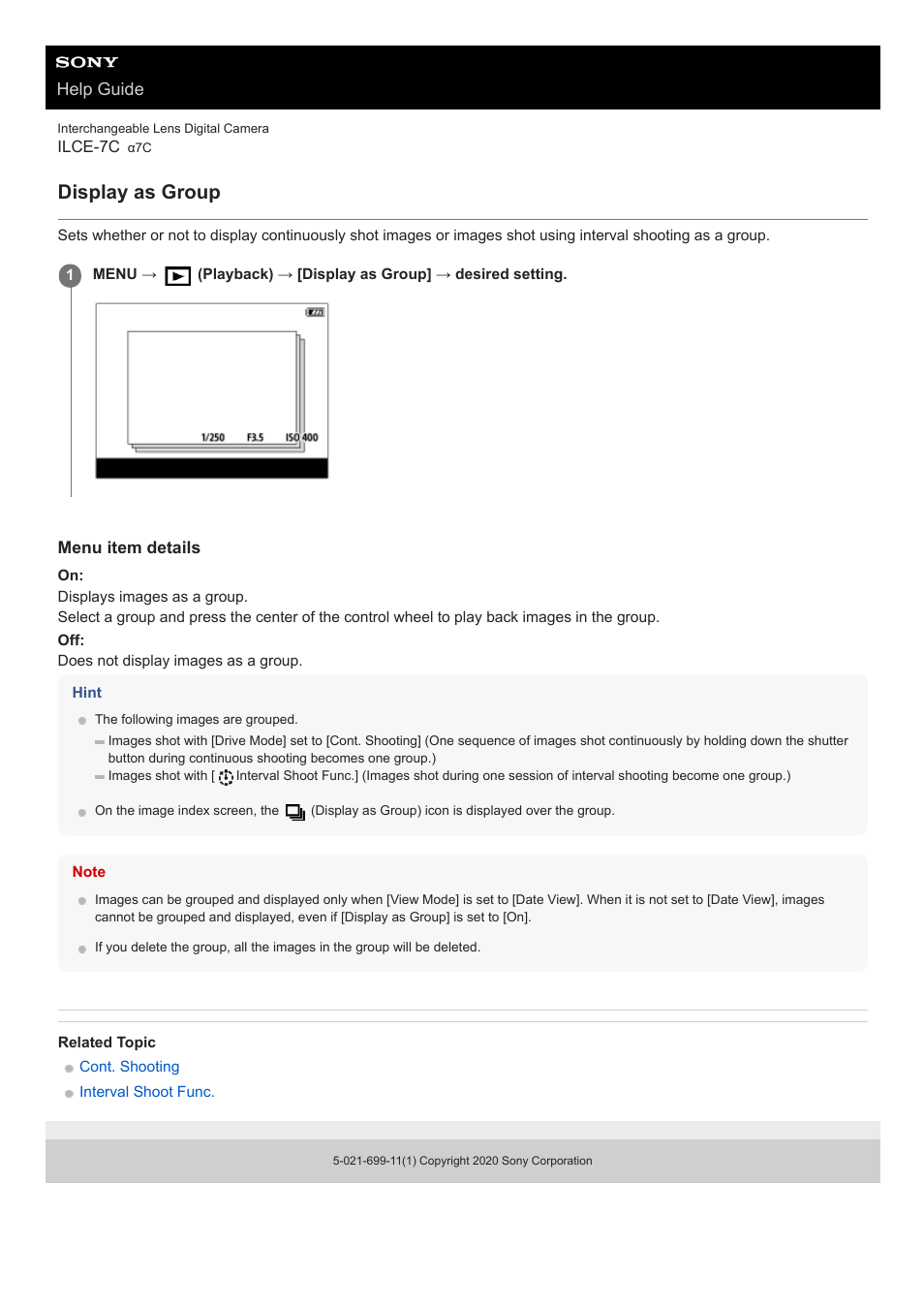 Display as group, Help guide | Sony UWP-D27 2-Person Camera-Mount Wireless Omni Lavalier Microphone System (UC90: 941 to 960 MHz) User Manual | Page 576 / 661